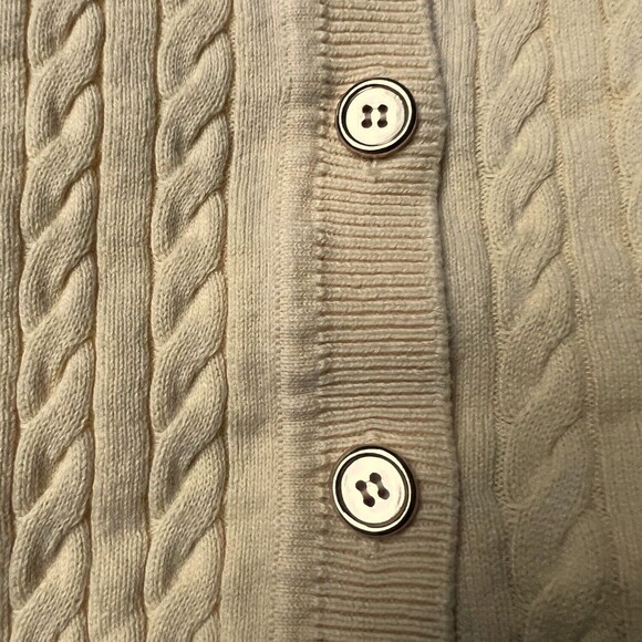 Karen Scott Women's Yellow Cable Knit Button Up Cardigan Sweater Medium M EUC - Picture 4 of 10